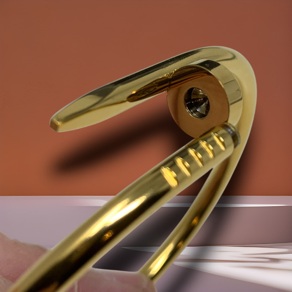 New Modernist Gold Tone Nailhead Hinged Cuff Bracelet Minimalist Artistic - Picture 3 of 6